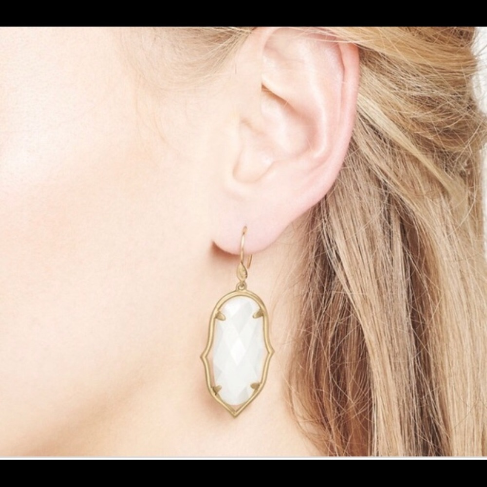 Stella & Dot Amala Drop Earrings White Quartzite